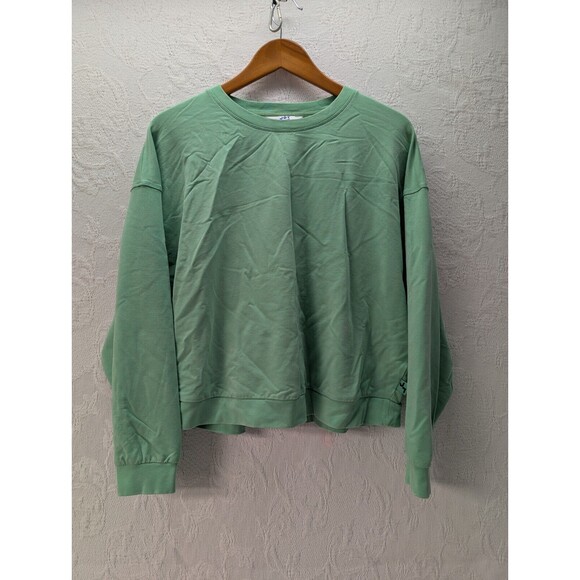 Joy Lab Women's Mint Green Light Long Sleeve French Terry Pullover Sweatshirt M - Picture 1 of 9